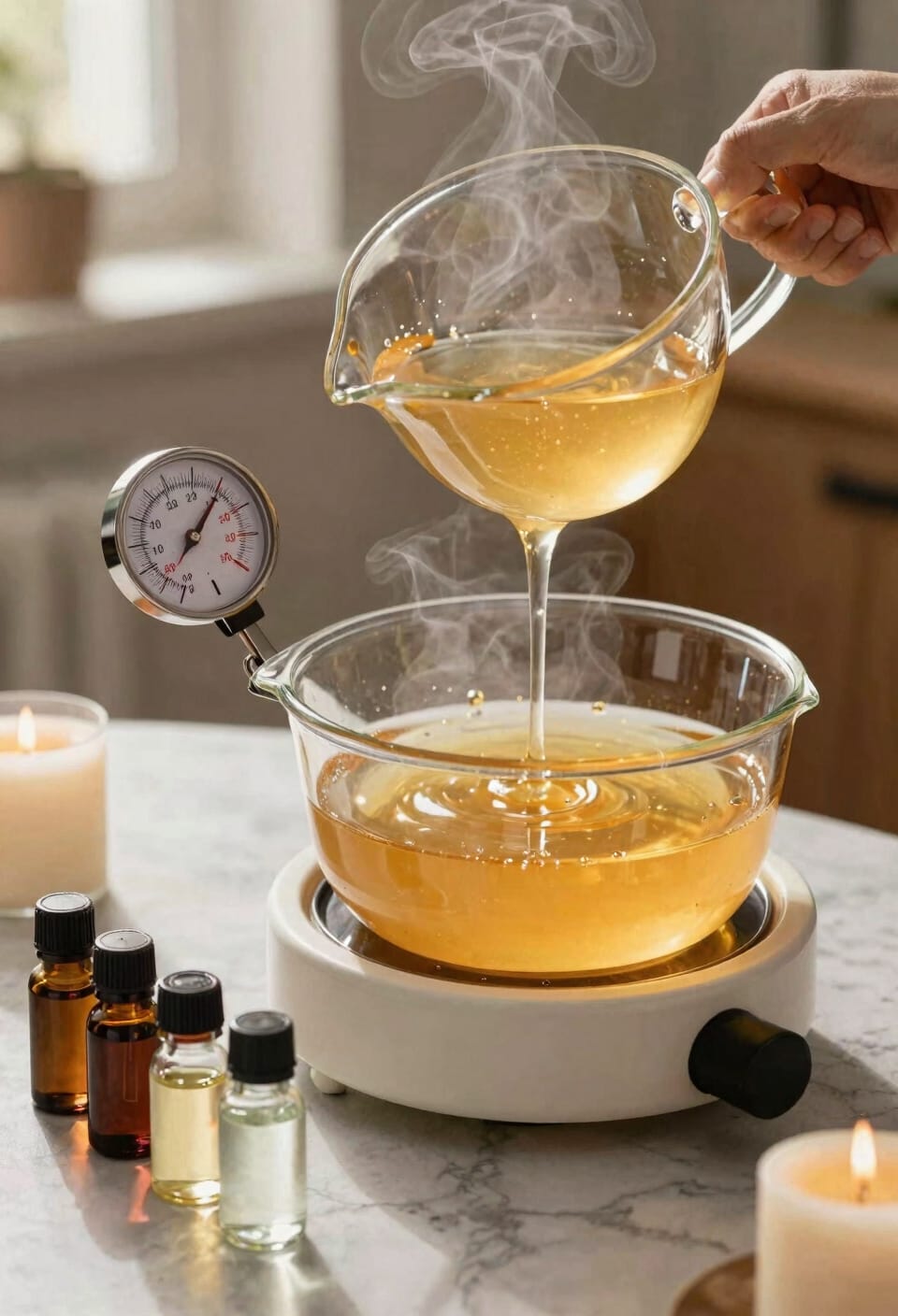 add oils and dyes at 180 185 f