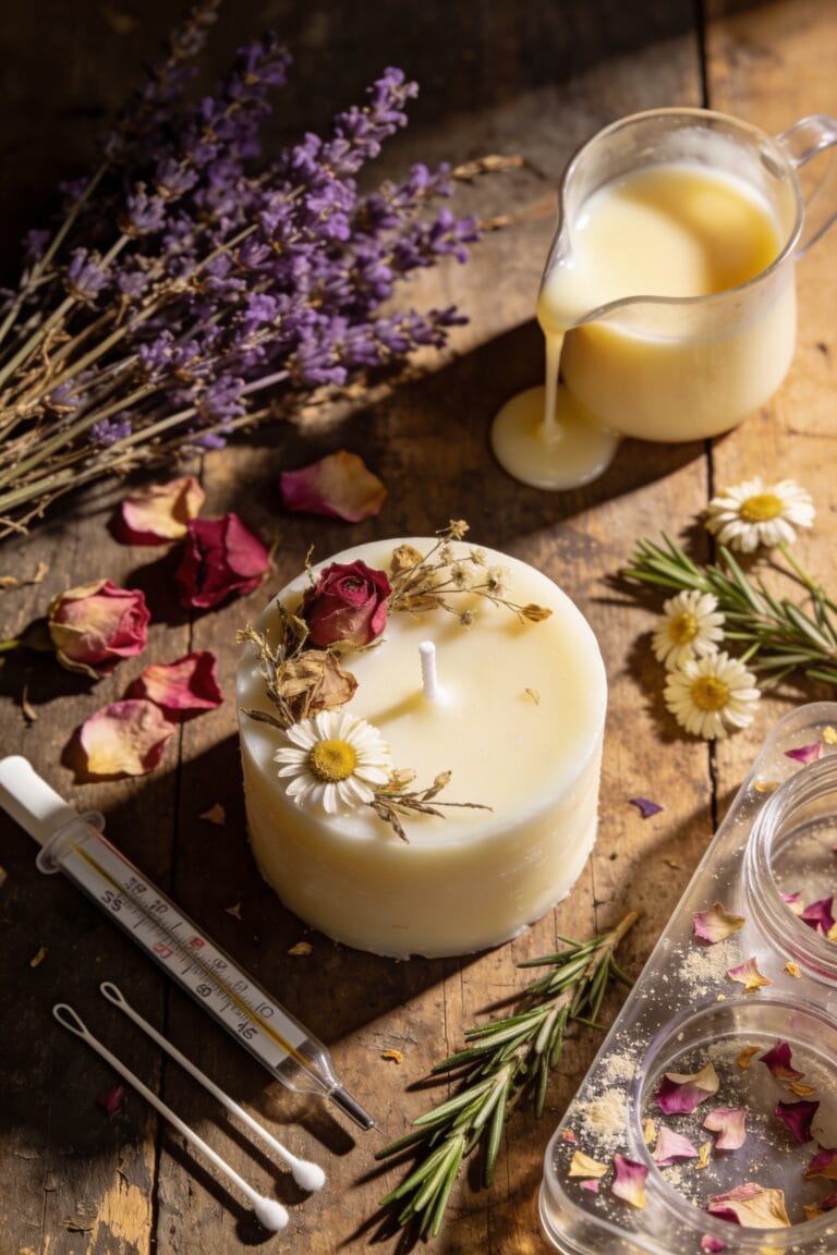 dried flower botanical candle making