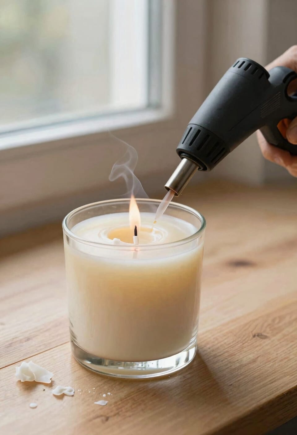 gently melt surface to smooth