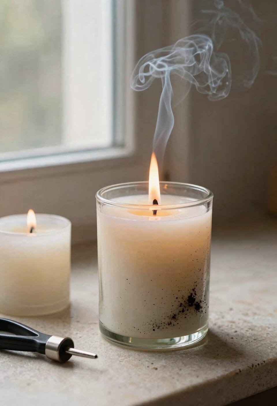 oversized wick causes soot