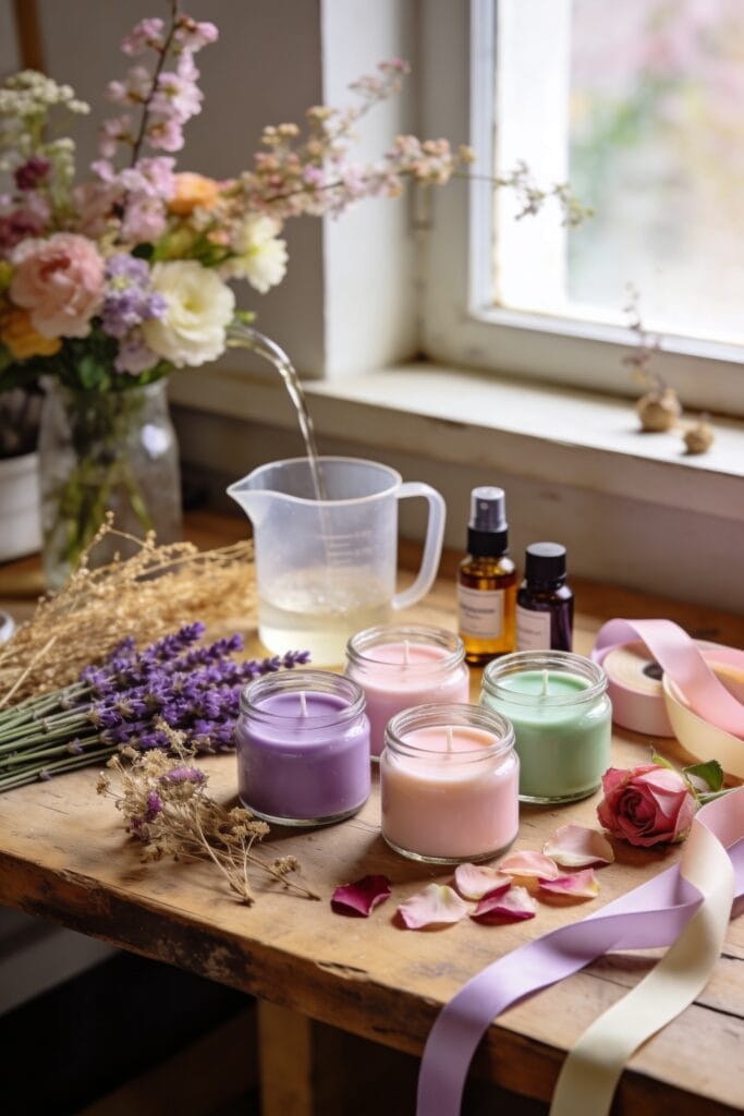 pastel floral scented candles