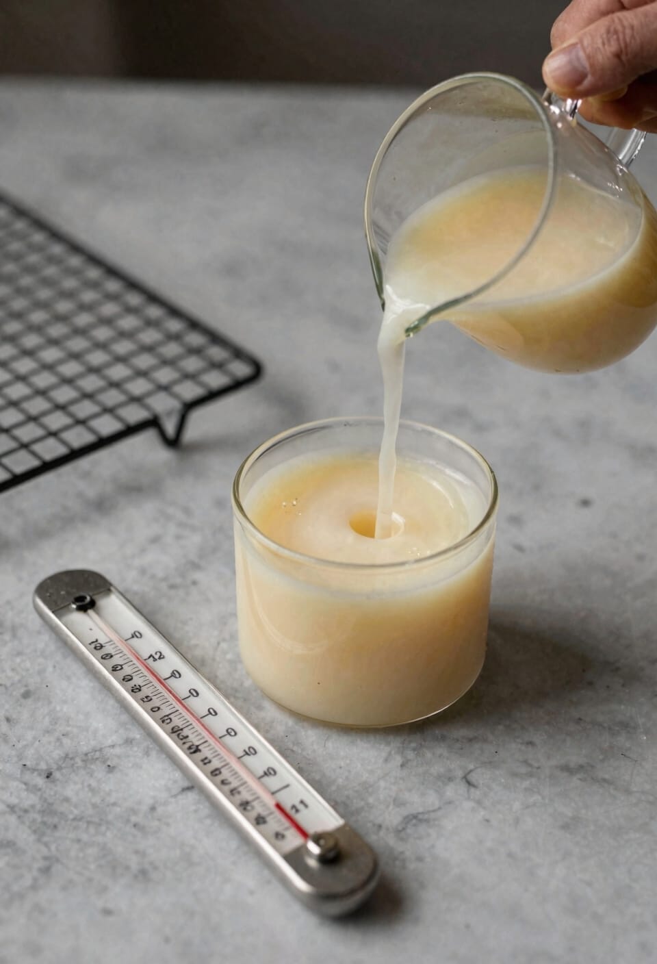 pour at controlled cooling temperatures