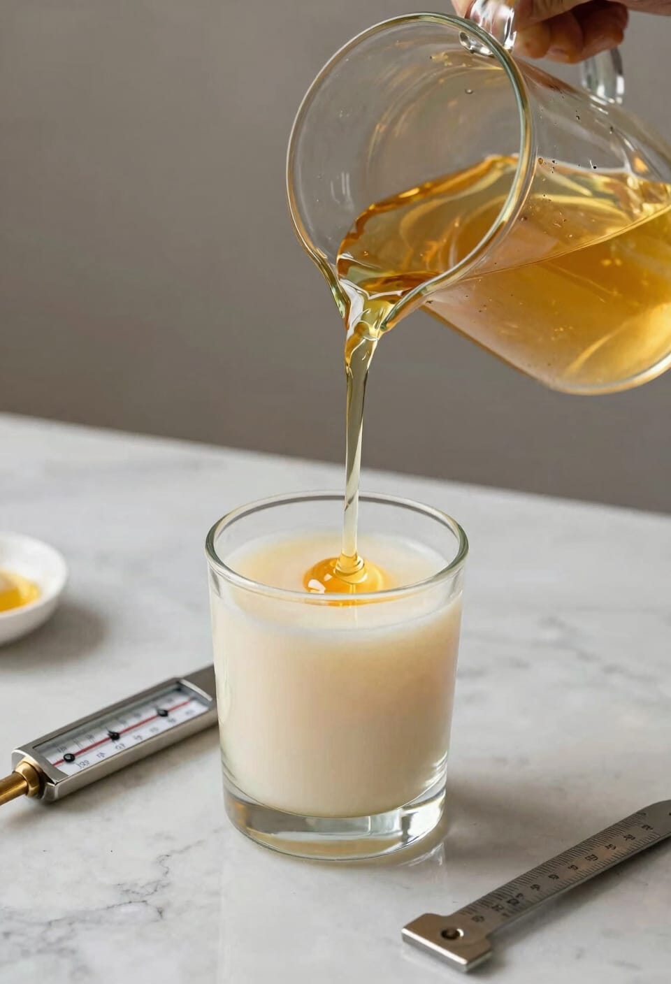 pour slowly at specific temperatures