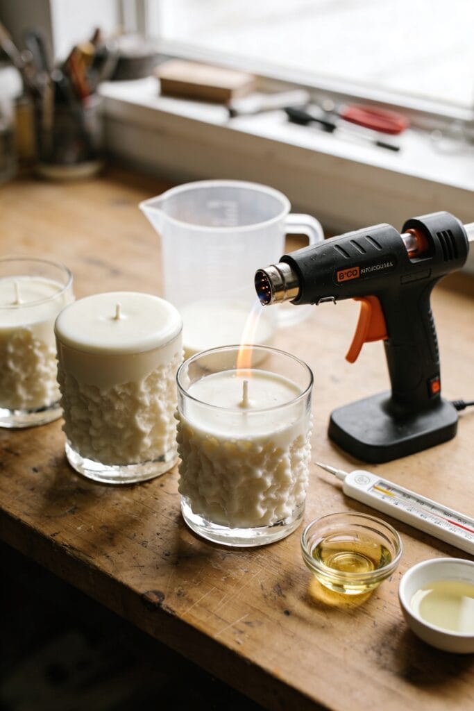 rough uneven candle tops