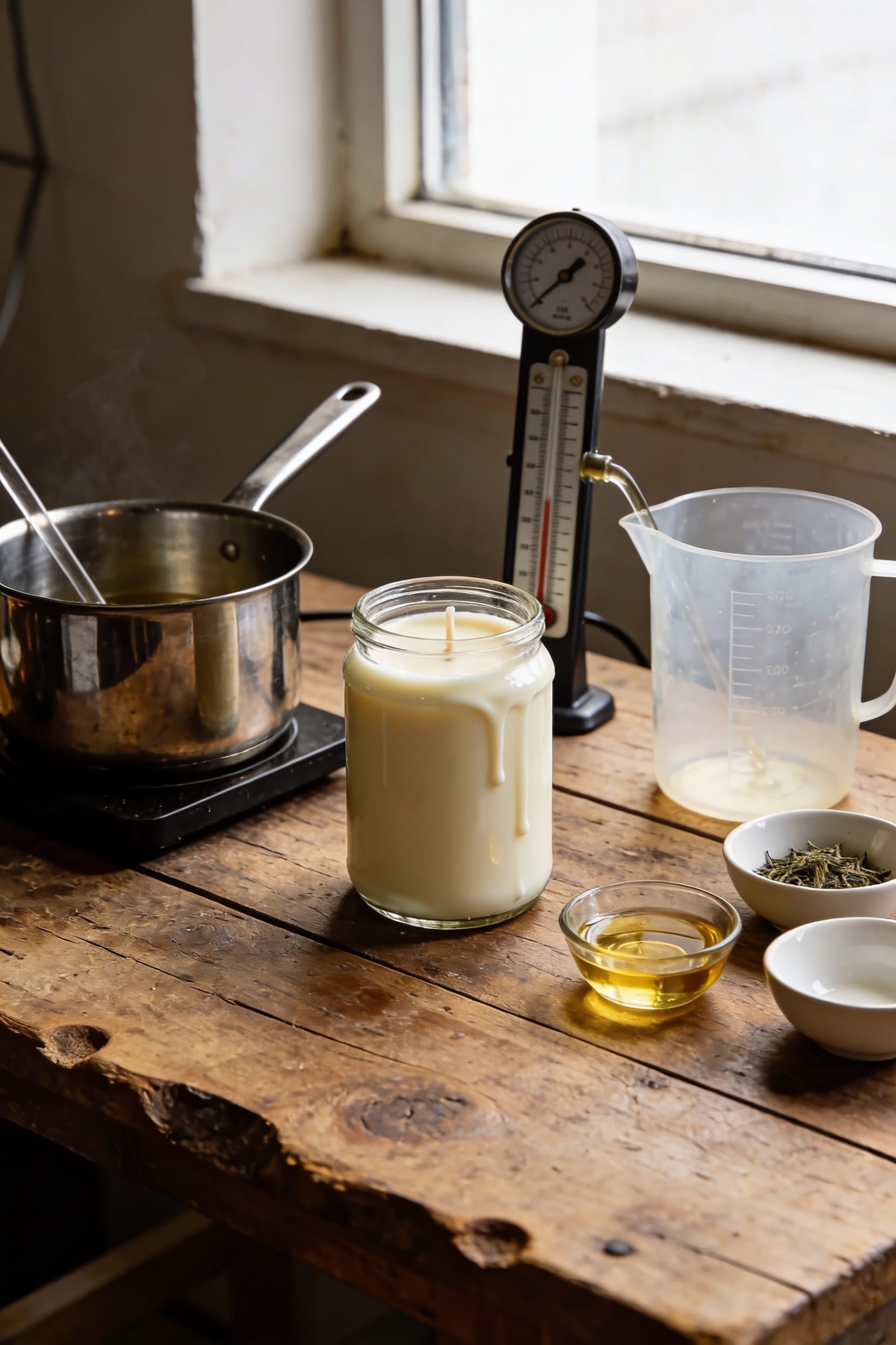 uneven soy candle surface